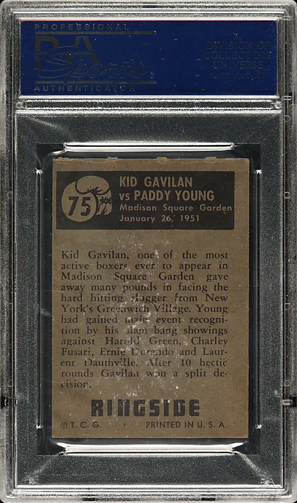 1951 Topps Ringside Boxing #75 Kid Gavilan vs. Paddy Young PSA NM 7