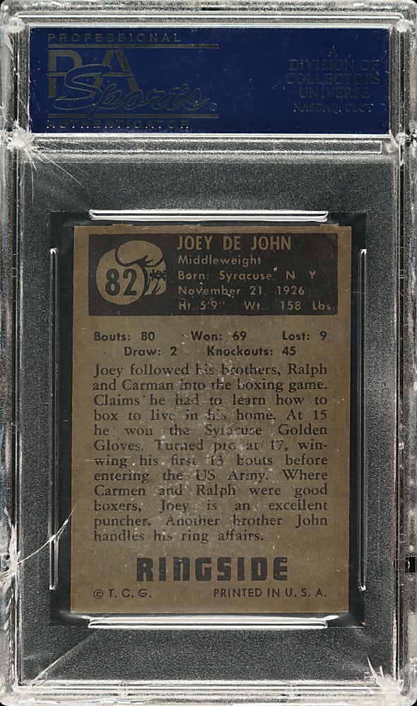1951 Topps Ringside Boxing #82 Joey DeJohn PSA NM 7