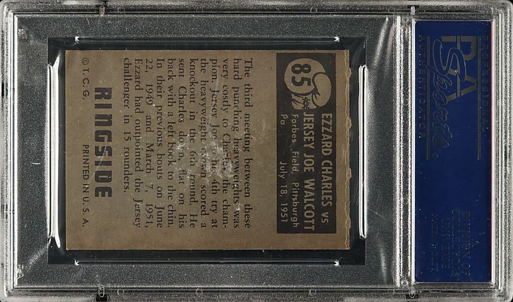 1951 Topps Ringside Boxing #85 Joe Walcott vs. Ezzard Charles PSA NM 7