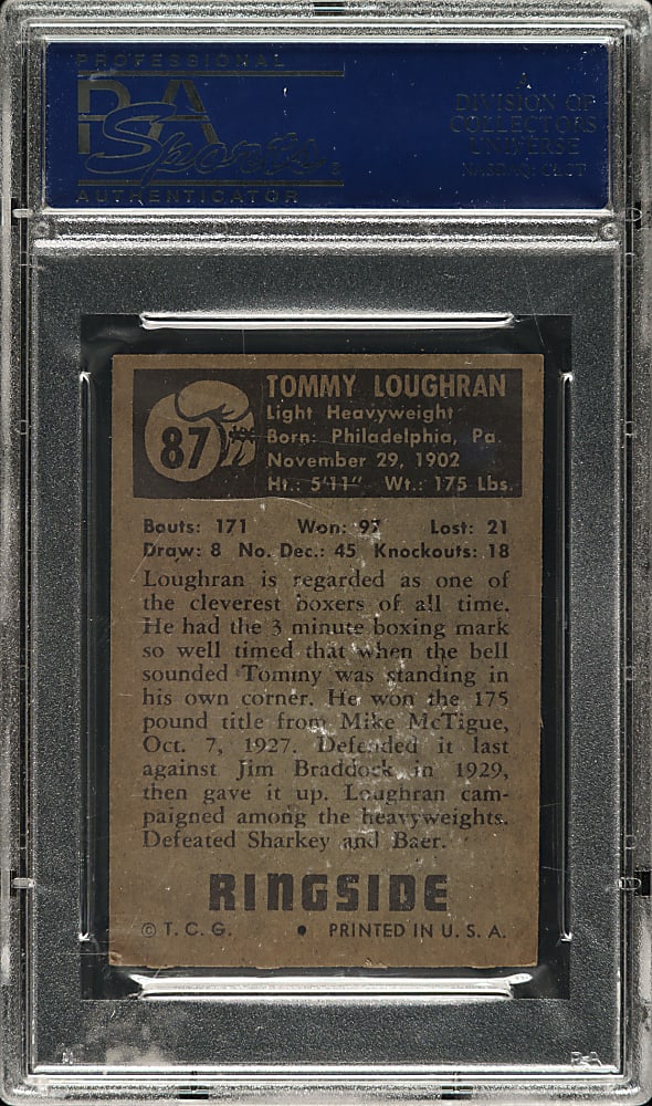 1951 Topps Ringside Boxing #87 Tommie Loughran PSA NM 7