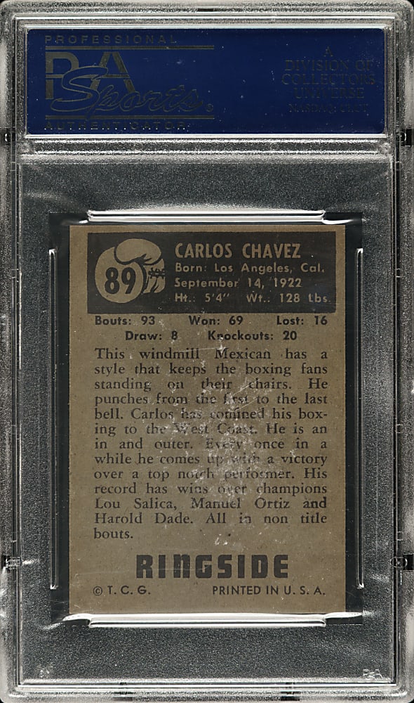 1951 Topps Ringside Boxing #89 Carlos Chavez PSA NM 7