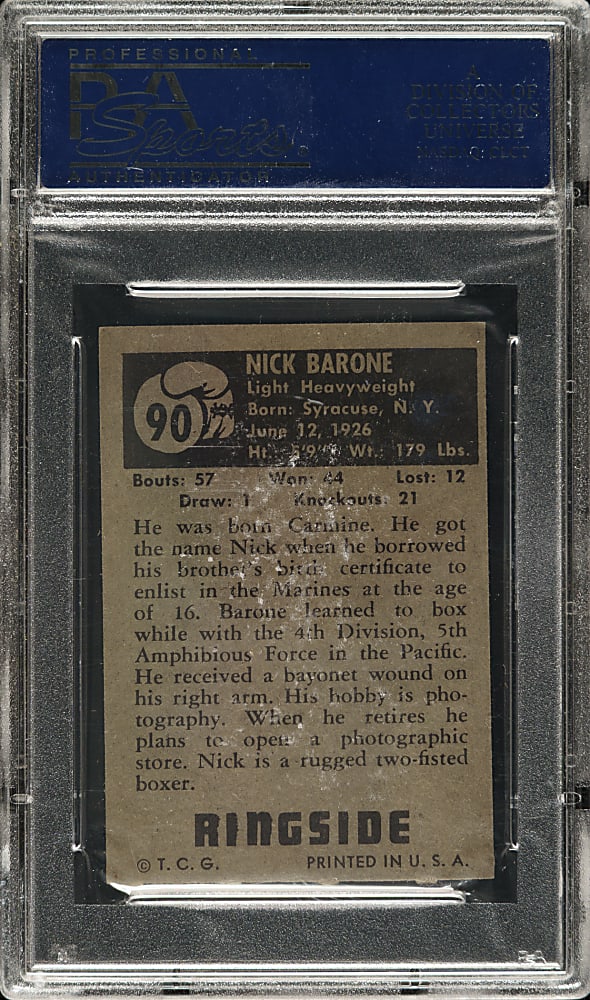1951 Topps Ringside Boxing #90 Nick Barone PSA NM 7
