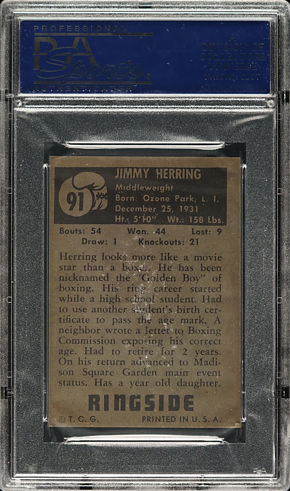 1951 Topps Ringside Boxing #91 Jimmy Herring PSA NM 7