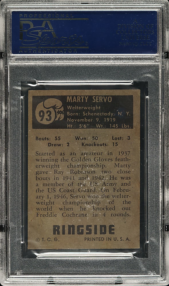 1951 Topps Ringside Boxing #93 Marty Servo PSA NM 7