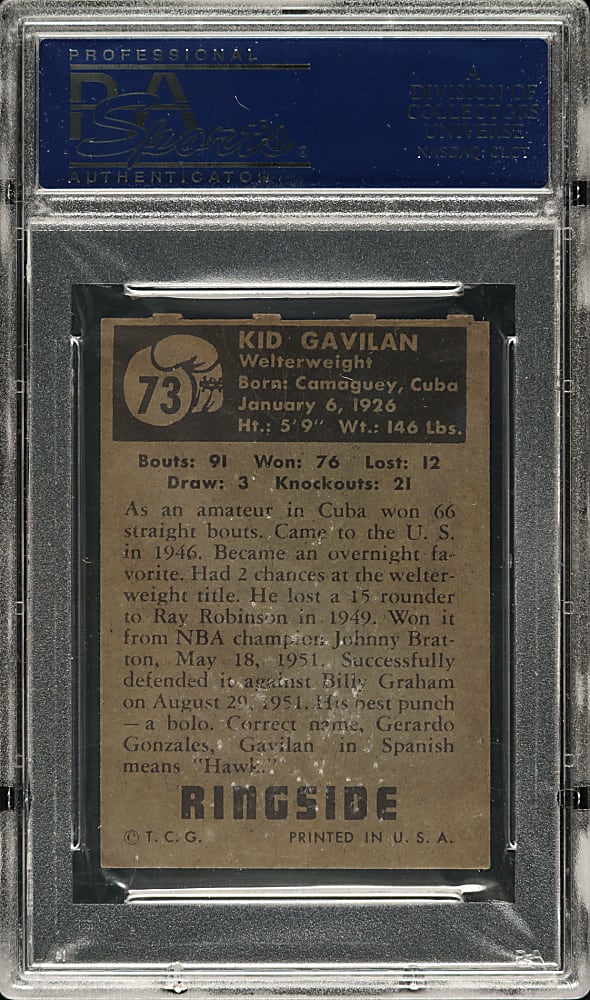 1951 Topps Ringside Boxing #73 Kid Gavilan PSA EX-MT 6