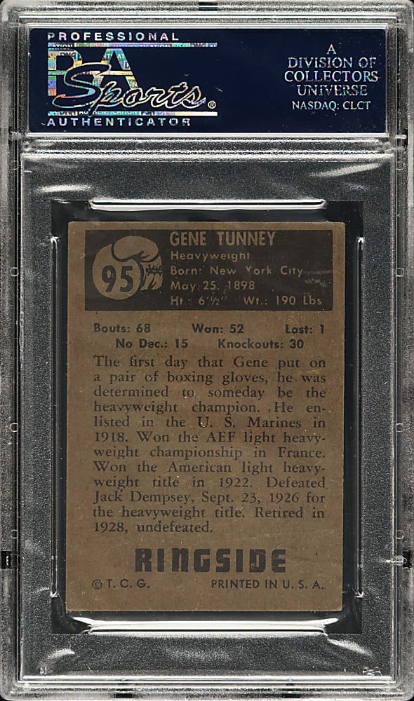 1951 Topps Ringside Boxing #95 Gene Tunney PSA EX 5