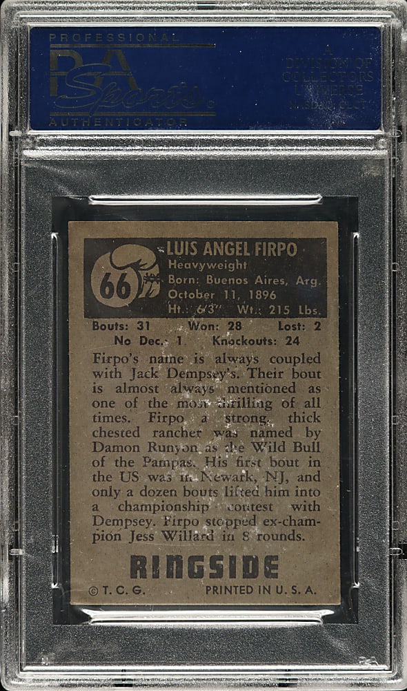 1951 Topps Ringside Boxing #66 Luis Firpo PSA EX-MT 6