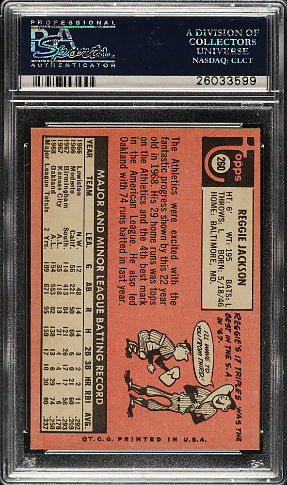 1969 Topps #260 Reggie Jackson Rookie PSA EX-MT 6