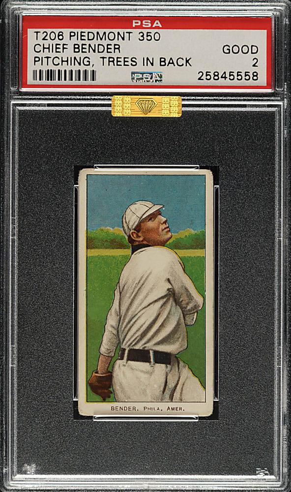 1909-1911 T206 White Border Chief Bender Pitching, Trees in Background PSA GOOD 2 (MBA Gold Diamond)