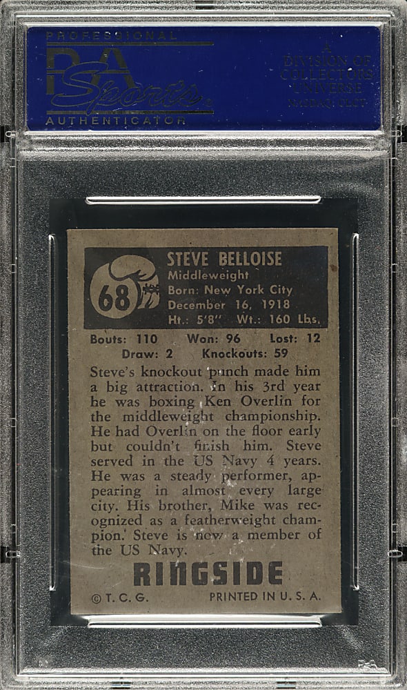 1951 Topps Ringside Boxing #68 Steve Belloise PSA EX-MT 6