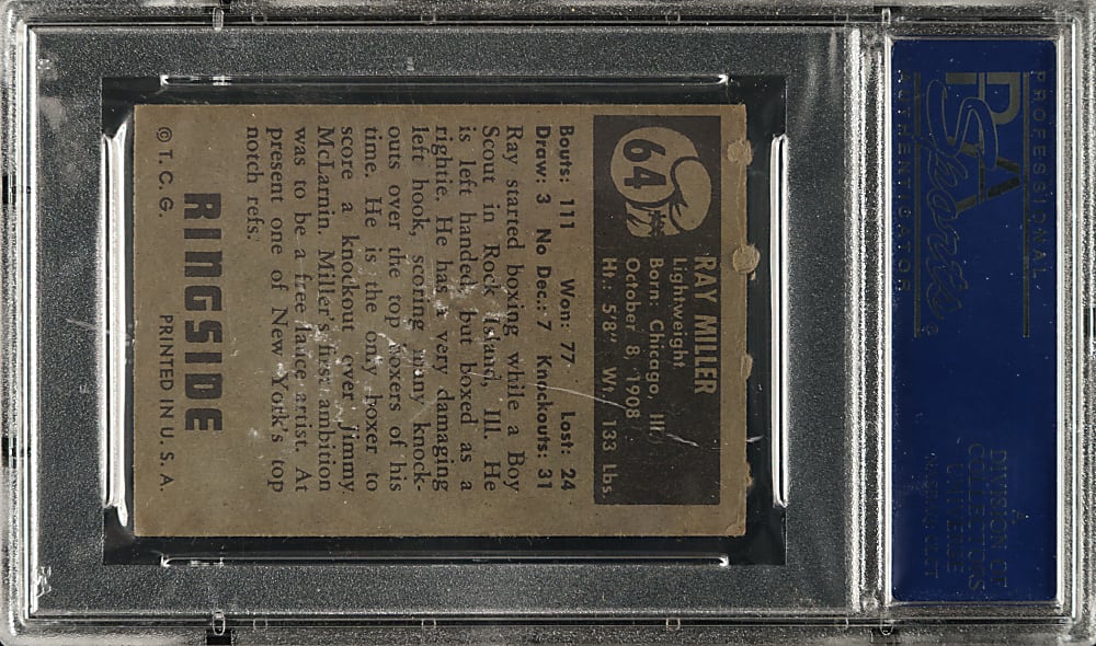 1951 Topps Ringside Boxing #64 Ray Miller PSA EX-MT 6
