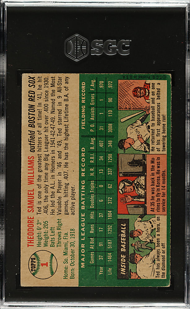 1954 Topps #1 Ted Williams SGC VG/EX 4