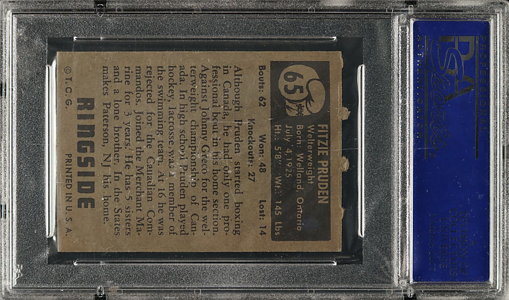 1951 Topps Ringside Boxing #65 Fitzie Pruden PSA EX-MT 6