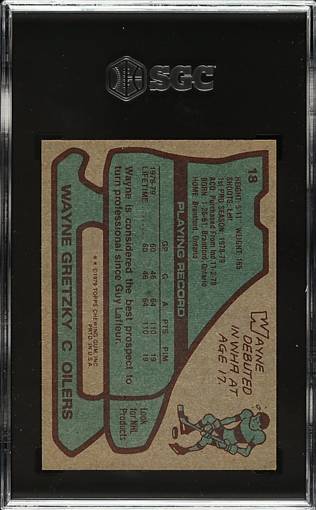 1979-1980 Topps Hockey #18 Wayne Gretzky Rookie SGC EX 5