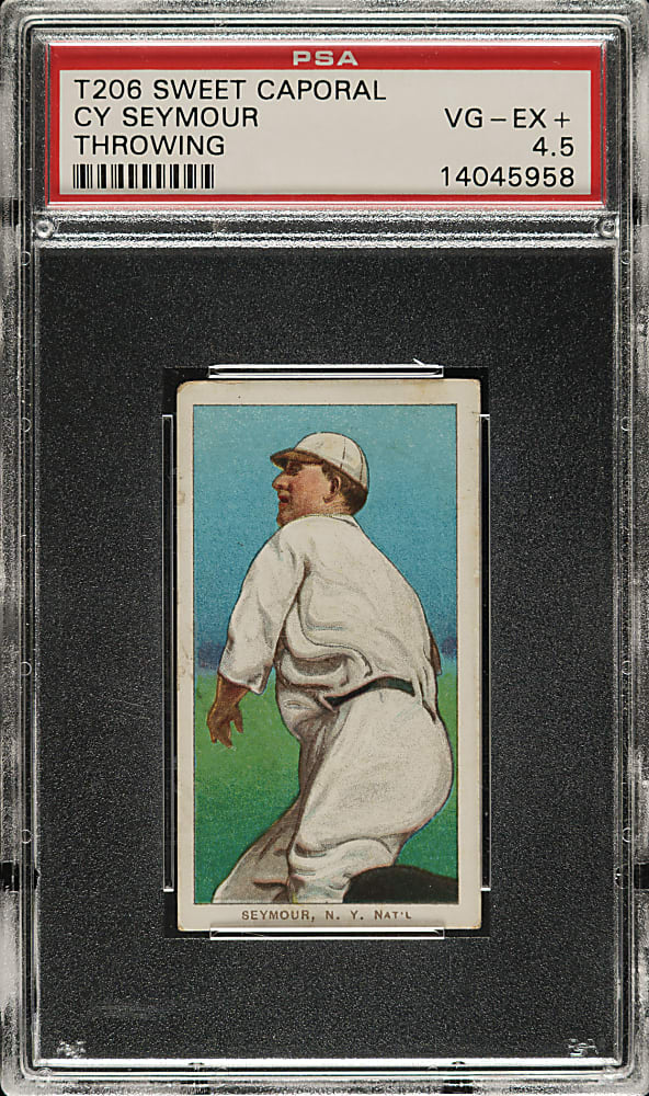 1909-1911 T206 White Border Cy Seymour Throwing PSA VG-EX+ 4.5