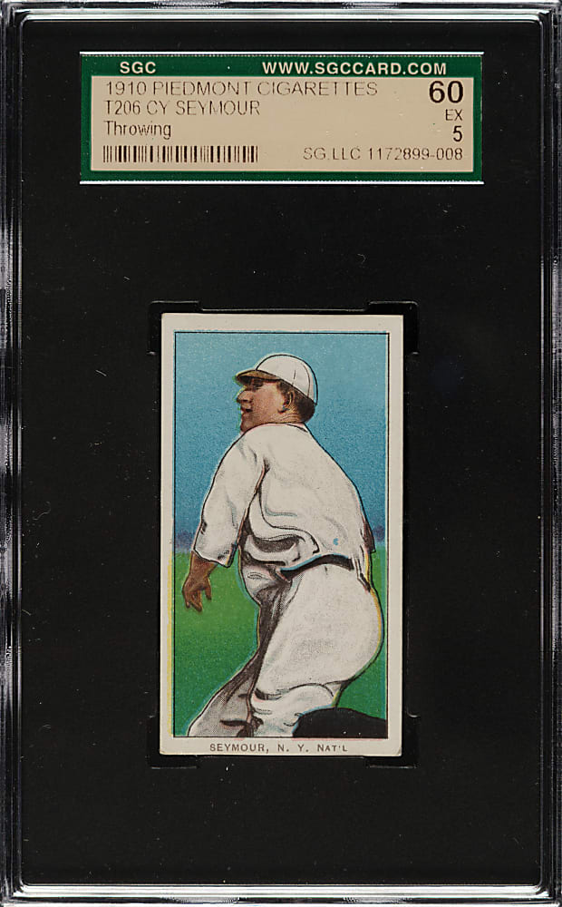1909-1911 T206 White Border Cy Seymour Throwing SGC EX 60