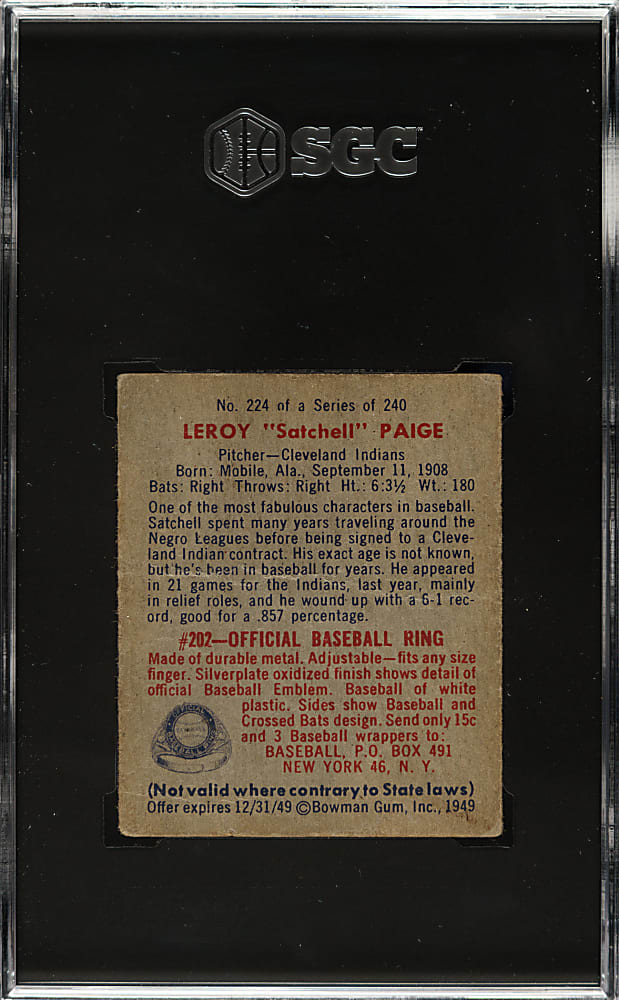 1949 Bowman #224 Satchel Paige SGC POOR 1