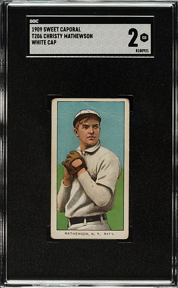 1909-1911 T206 White Border Christy Mathewson White Cap SGC GOOD 2