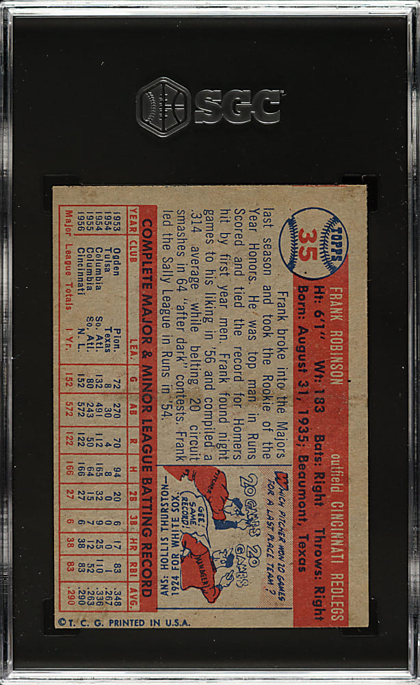 1957 Topps #35 Frank Robinson Rookie SGC VG+ 3.5