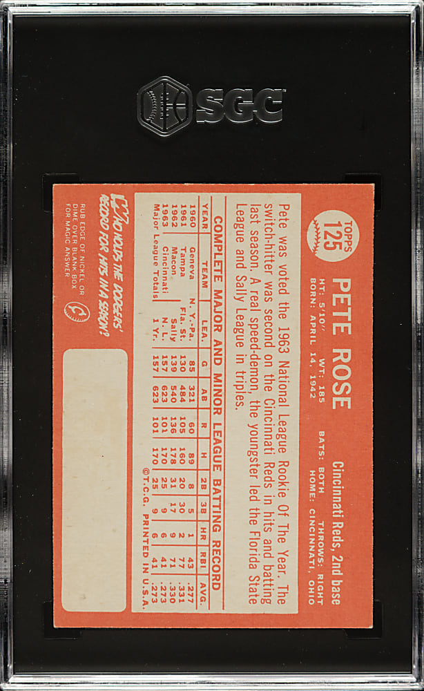 1964 Topps #125 Pete Rose SGC VG/EX 4