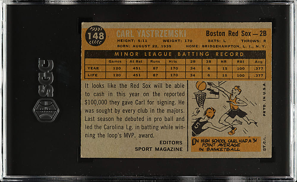 1960 Topps #148 Carl Yastrzemski Rookie SGC VG 3