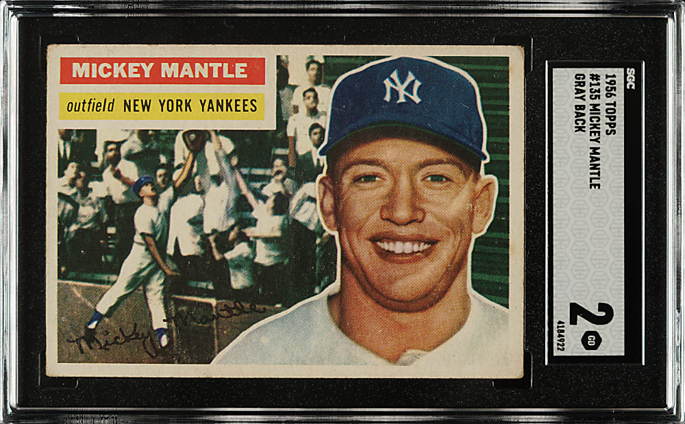 1956 Topps #135 Mickey Mantle Gray Back SGC GOOD 2