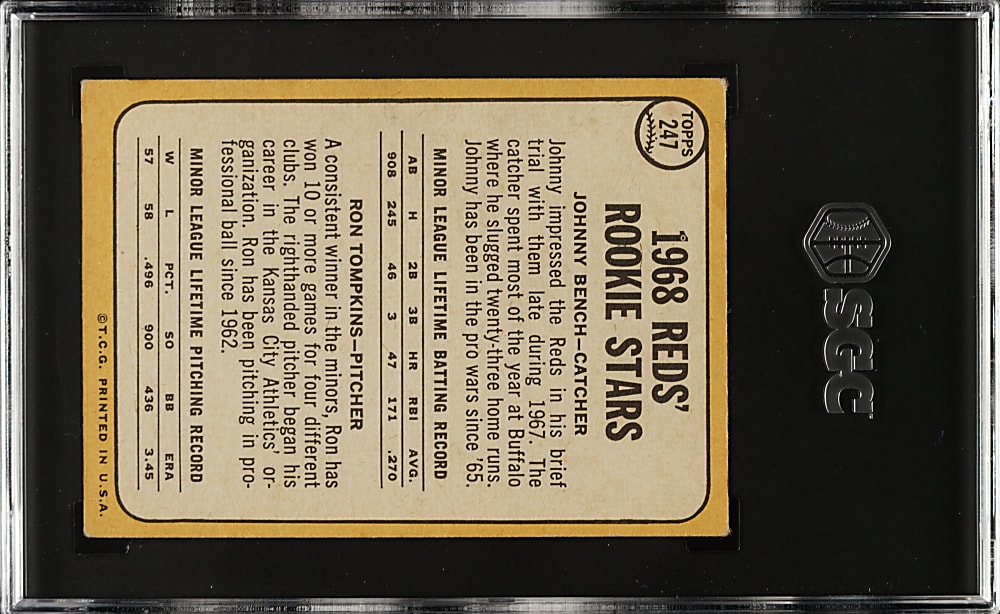 1968 Topps #247 Johnny Bench Rookie SGC VG/EX+ 4.5