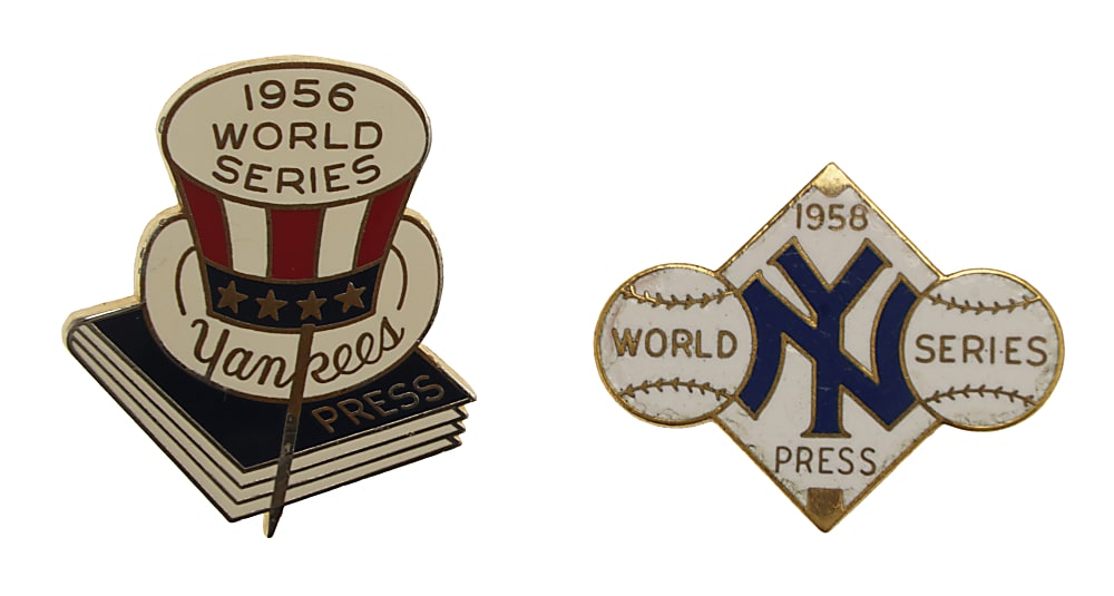 1956 and 1958 World Series Press Pin Pair