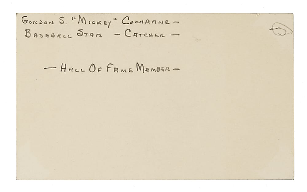 Mickey Cochrane Cut Signature