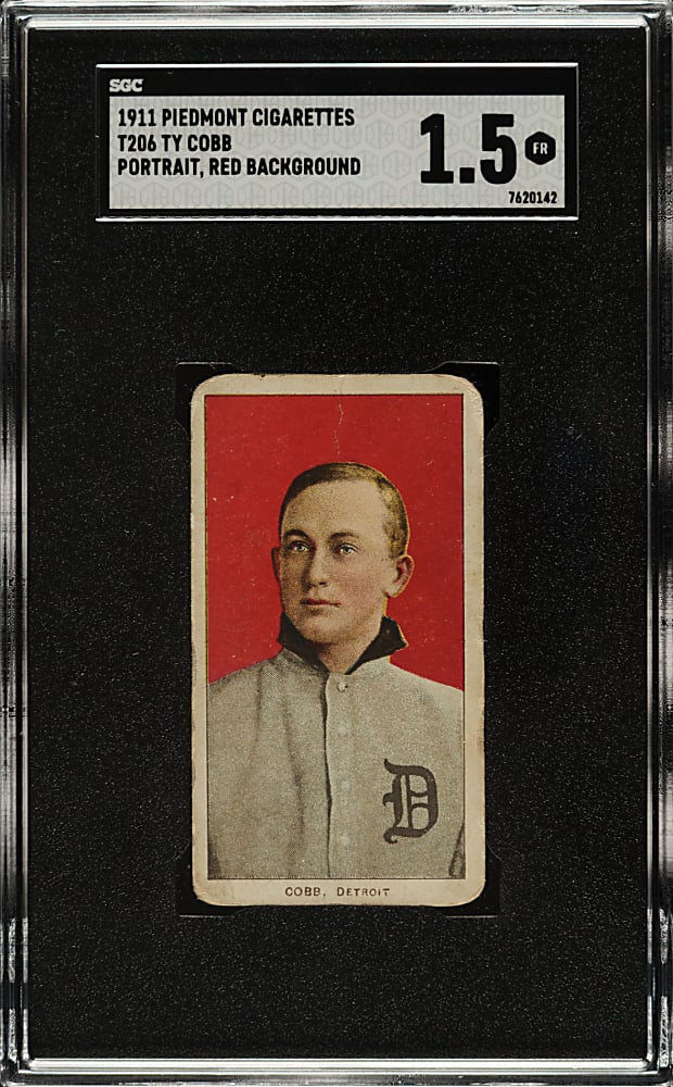 1909-1911 T206 White Border Ty Cobb Portrait Red Background SGC FAIR 1.5