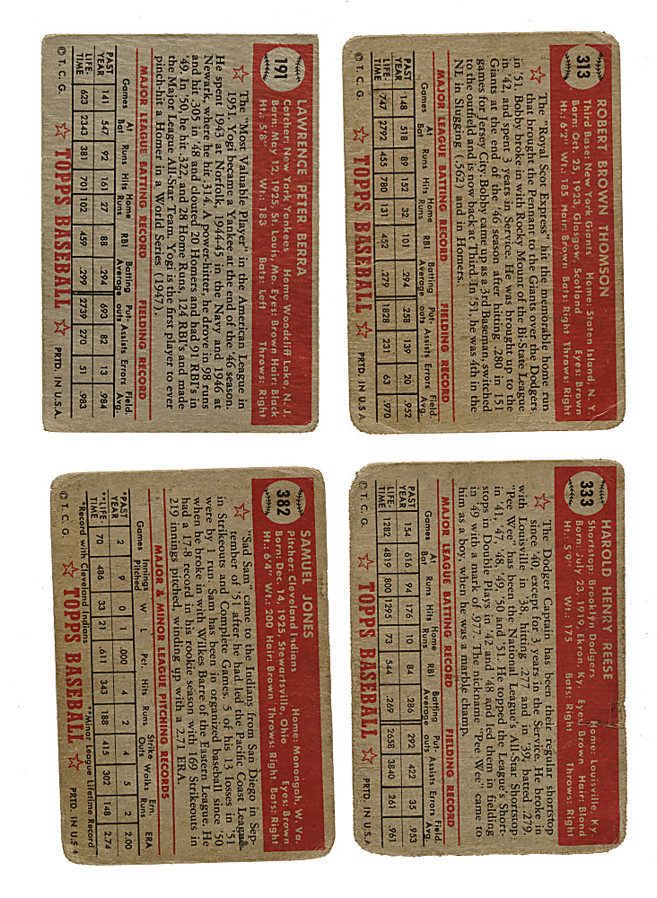 1952 Topps Collection (17) Including Yogi Berra and 11 High Numbers