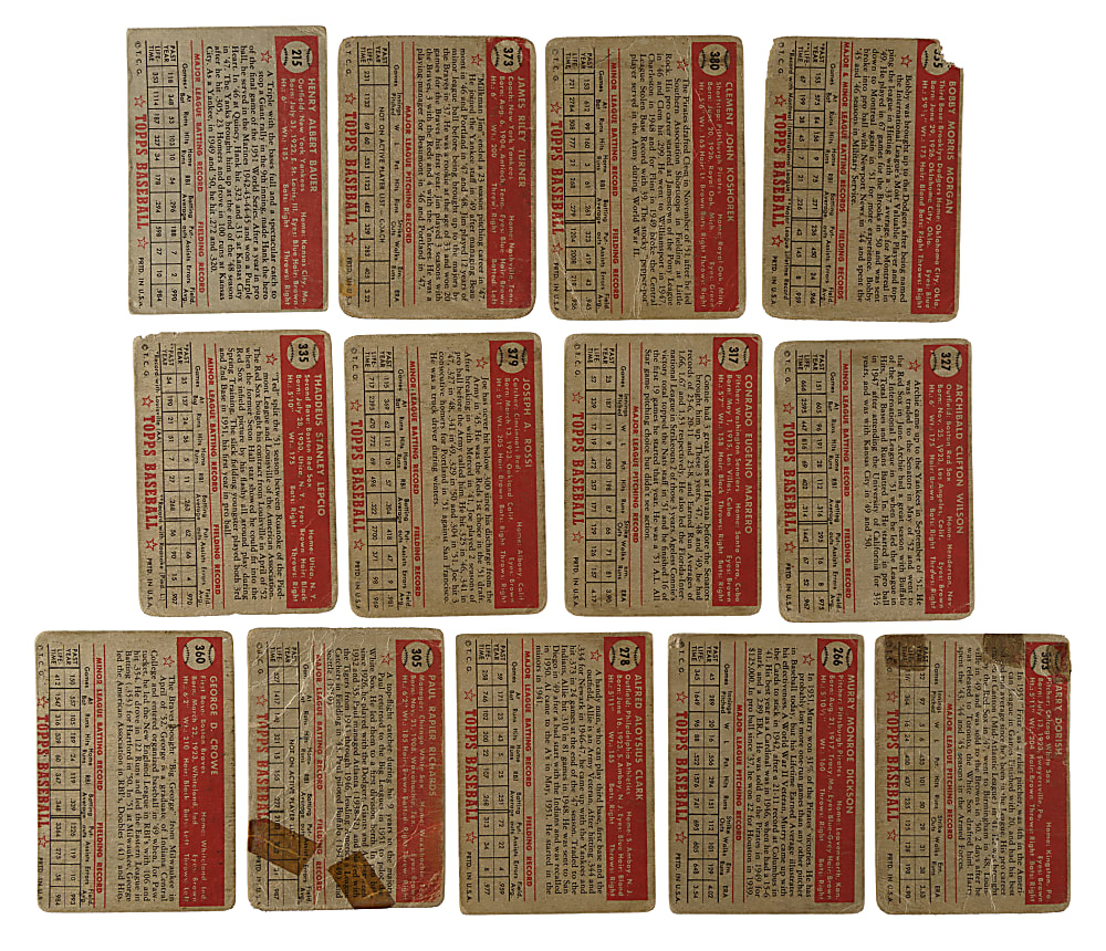 1952 Topps Collection (17) Including Yogi Berra and 11 High Numbers