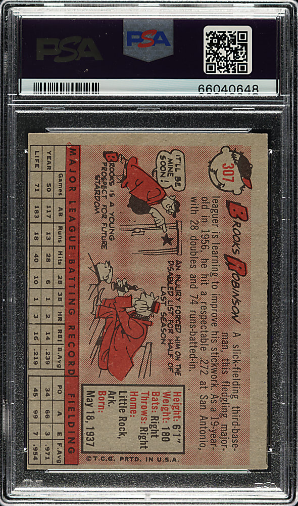 1958 Topps #307 Brooks Robinson PSA EX 5
