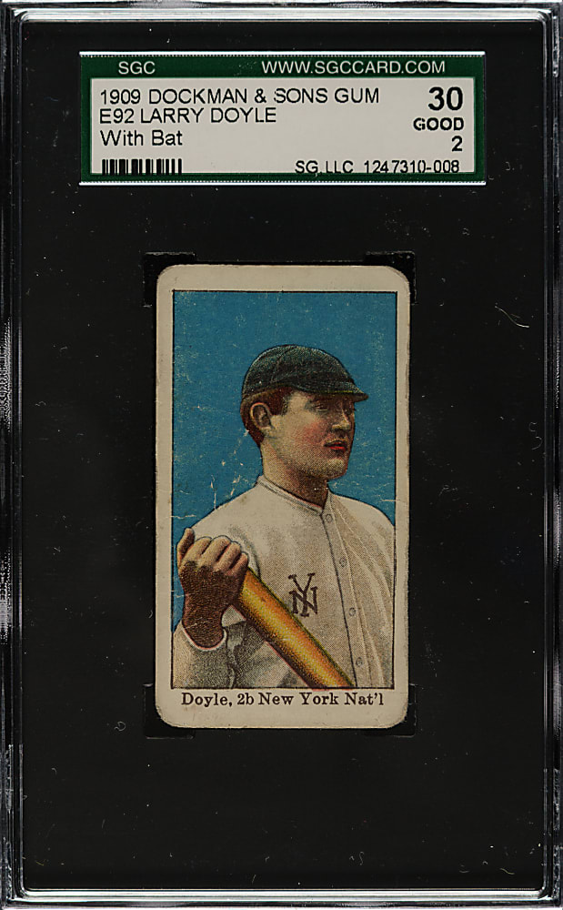 1909 E92 Dockman & Sons Larry Doyle with Bat SGC GOOD 30