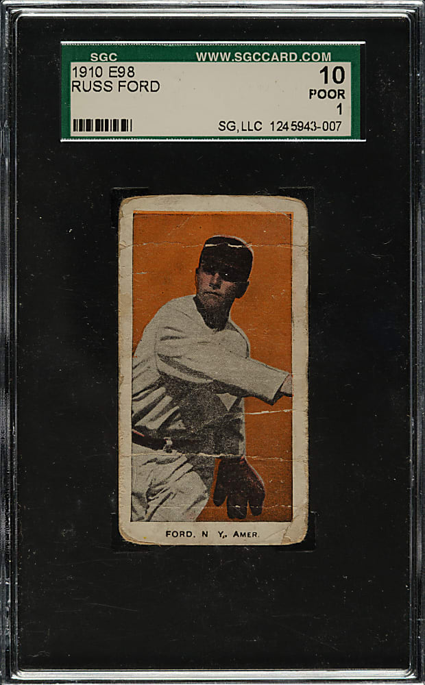 1910 E98 Anonymous "Set of 30" Russ Ford SGC POOR 10 - Orange Background