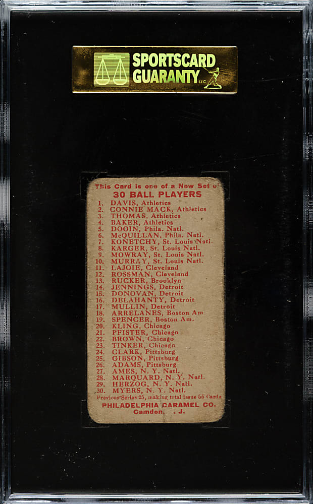 1910 E96 Philadelphia Caramel Hughie Jennings SGC FAIR 20