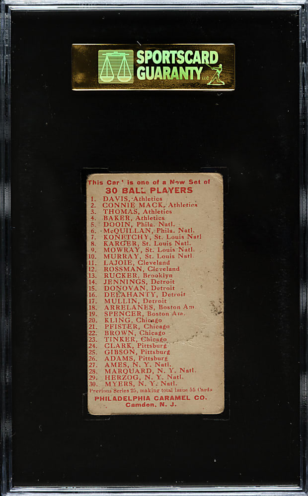 1910 E96 Philadelphia Caramel Claude Rossman SGC FAIR 20