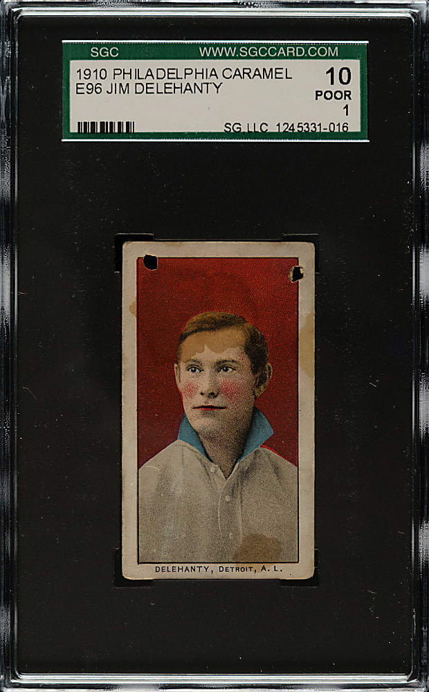 1910 E96 Philadelphia Caramel Jim Delehanty SGC POOR 10