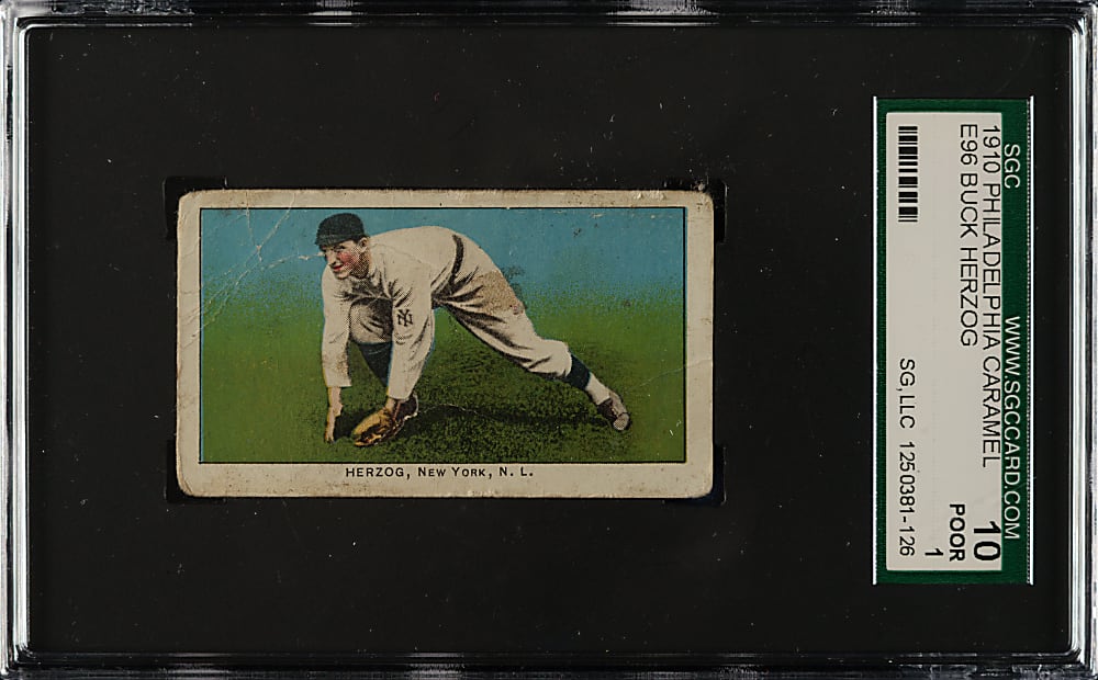 1910 E96 Philadelphia Caramel Buck Herzog SGC POOR 10