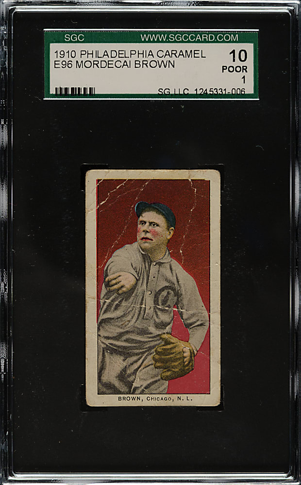 1910 E96 Philadelphia Caramel Mordecai Brown SGC POOR 10