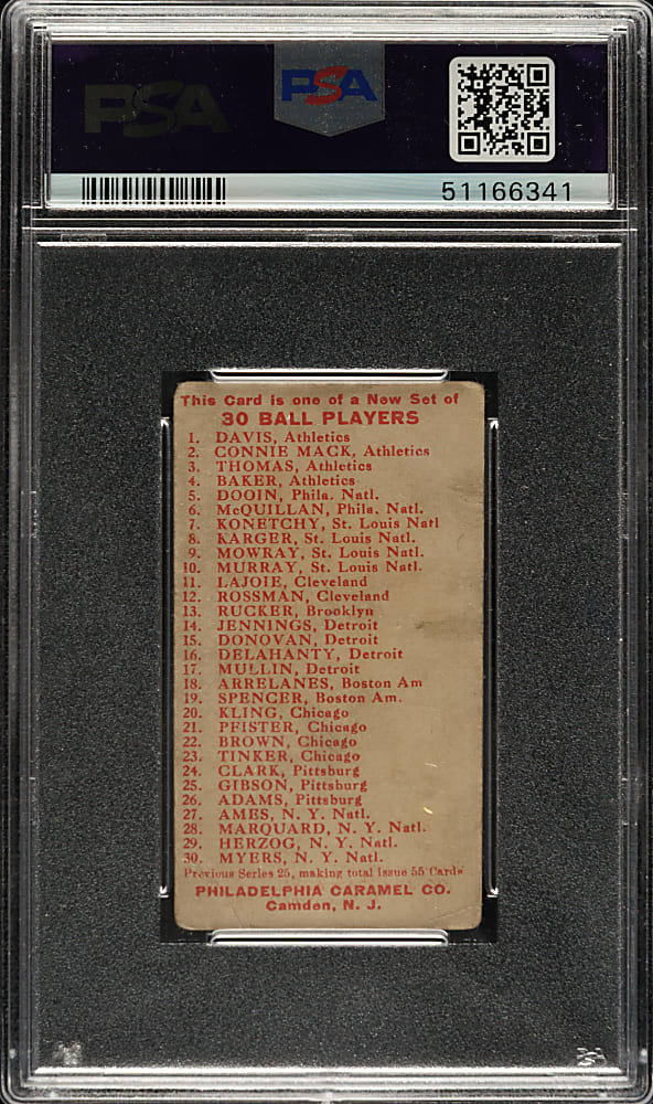 1910 E96 Philadelphia Caramel Jack Pfeister PSA FAIR 1.5