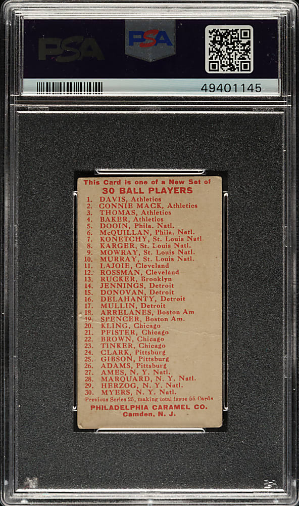 1910 E96 Philadelphia Caramel Mike Mowrey PSA POOR 1