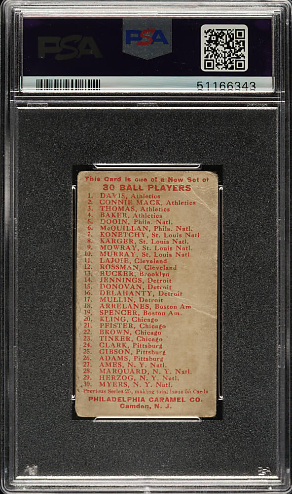 1910 E96 Philadelphia Caramel Babe Adams PSA POOR 1