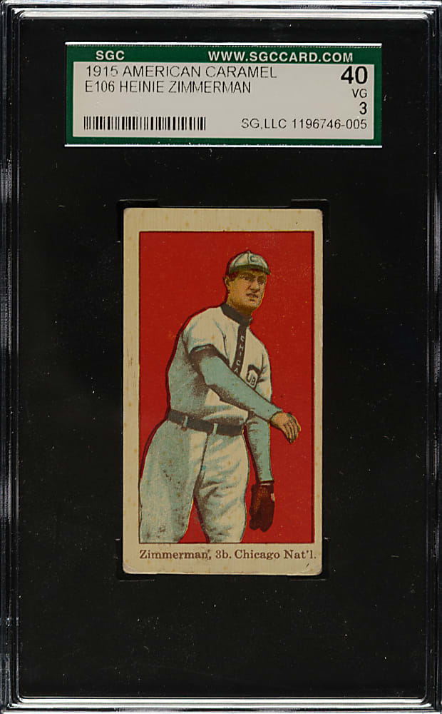 1915 E106 American Caramel Heinie Zimmerman SGC VG 40