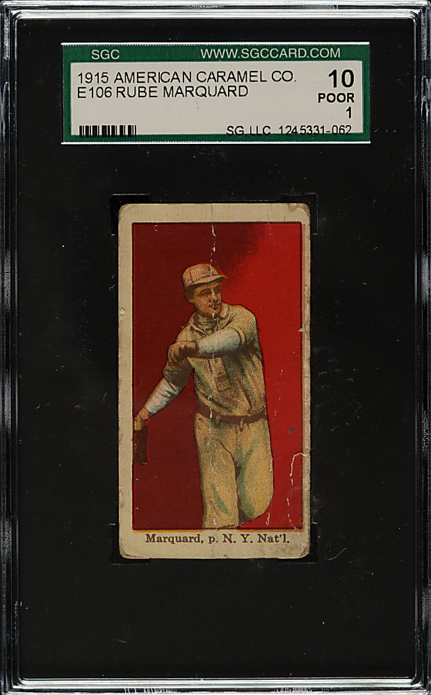 1915 E106 American Caramel Rube Marquard SGC POOR 10