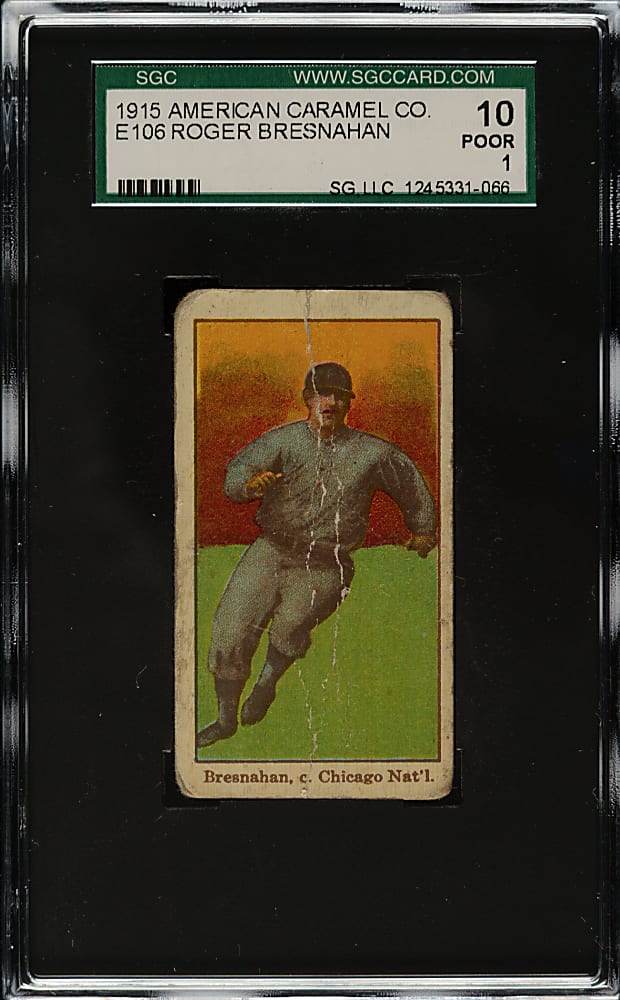 1915 E106 American Caramel Roger Bresnahan SGC POOR 10