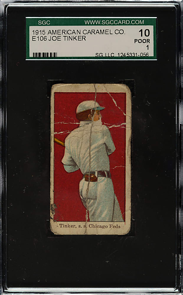 1915 E106 American Caramel Joe Tinker Batting SGC POOR 10