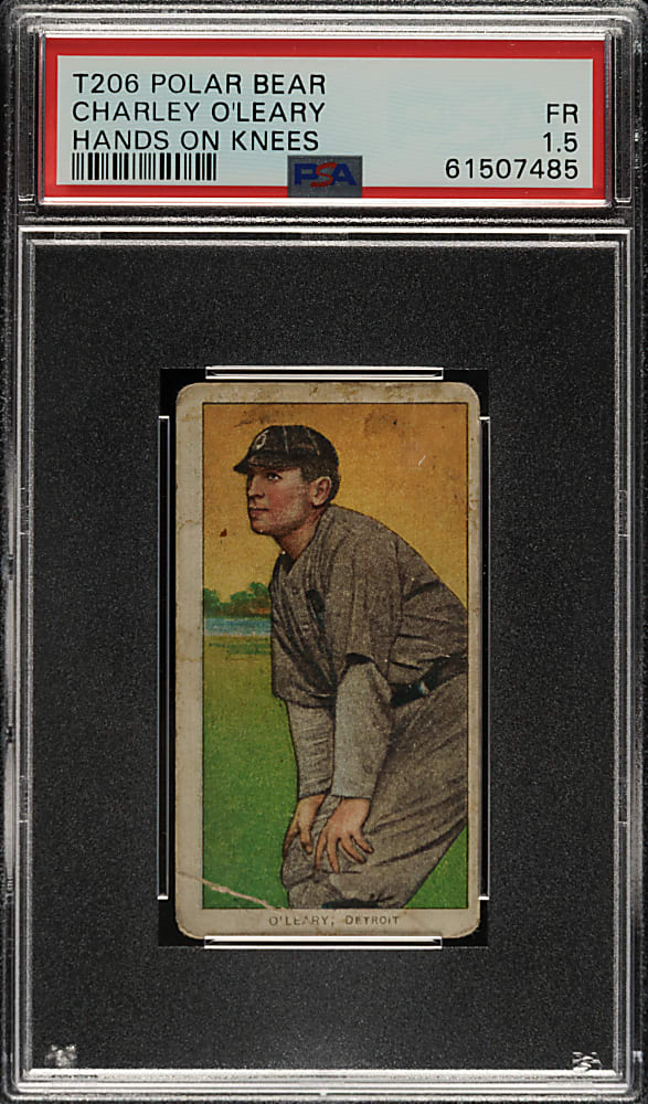 1909-1911 T206 White Border Charley O'Leary Hands on Knees PSA FAIR 1.5 - Polar Bear Back