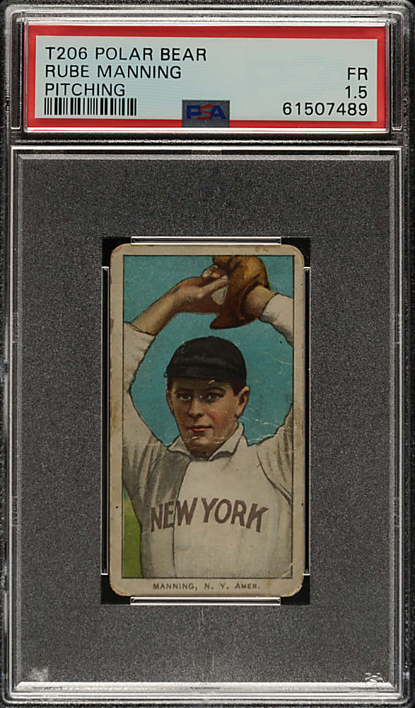 1909-1911 T206 White Border Rube Manning Pitching PSA FAIR 1.5 - Polar Bear Back
