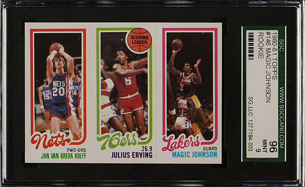 1980-1981 Topps Basketball Magic Johnson Rookie/Julius Erving/Kolff SGC MINT 96